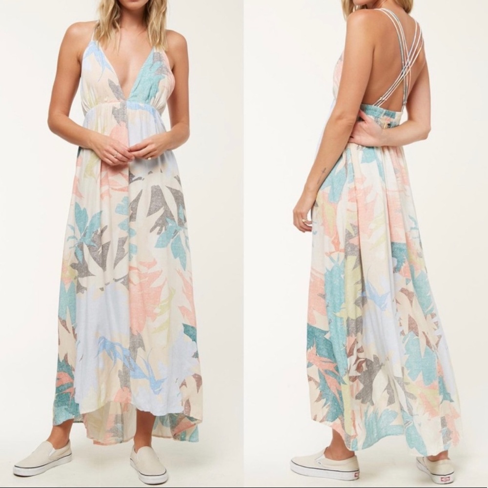 Tan & Mint Palm Kaitlyn Sleeveless Hi-Low Dress